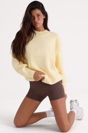 Oh Polly BT1986 pull oversize jaune citron coton côtelé