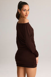Oh Polly Mira mini-robe modal marron chocolat 80 cm