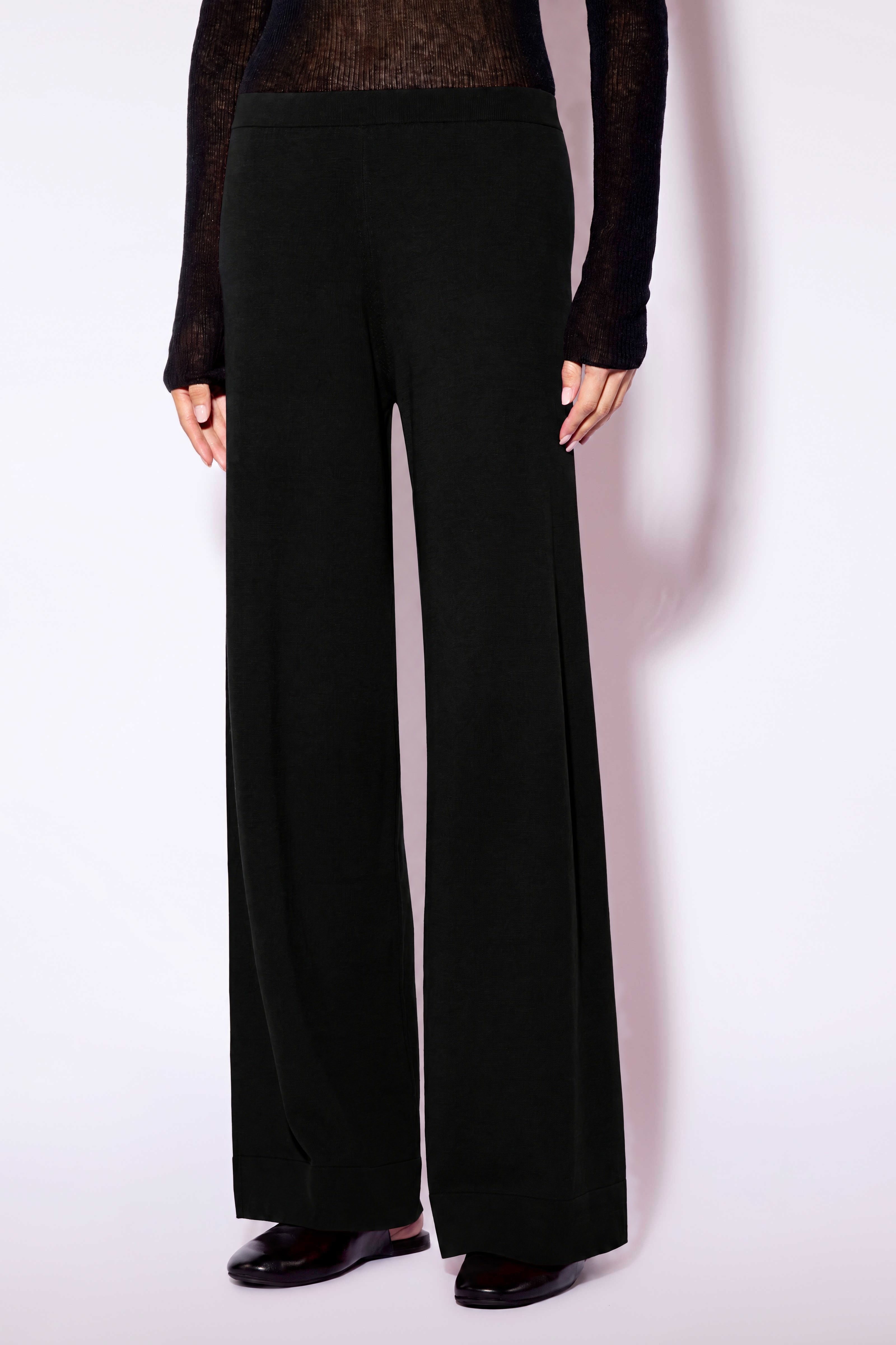 Liviana Conti Alan pantalon palazzo noir laine mérinos