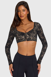 Oh Polly Tops Scout Crop Top Dentelle Noir Stretch
