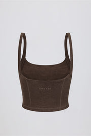 Oh Polly Tops Cropped Tank Top débardeur pecan marl col carré