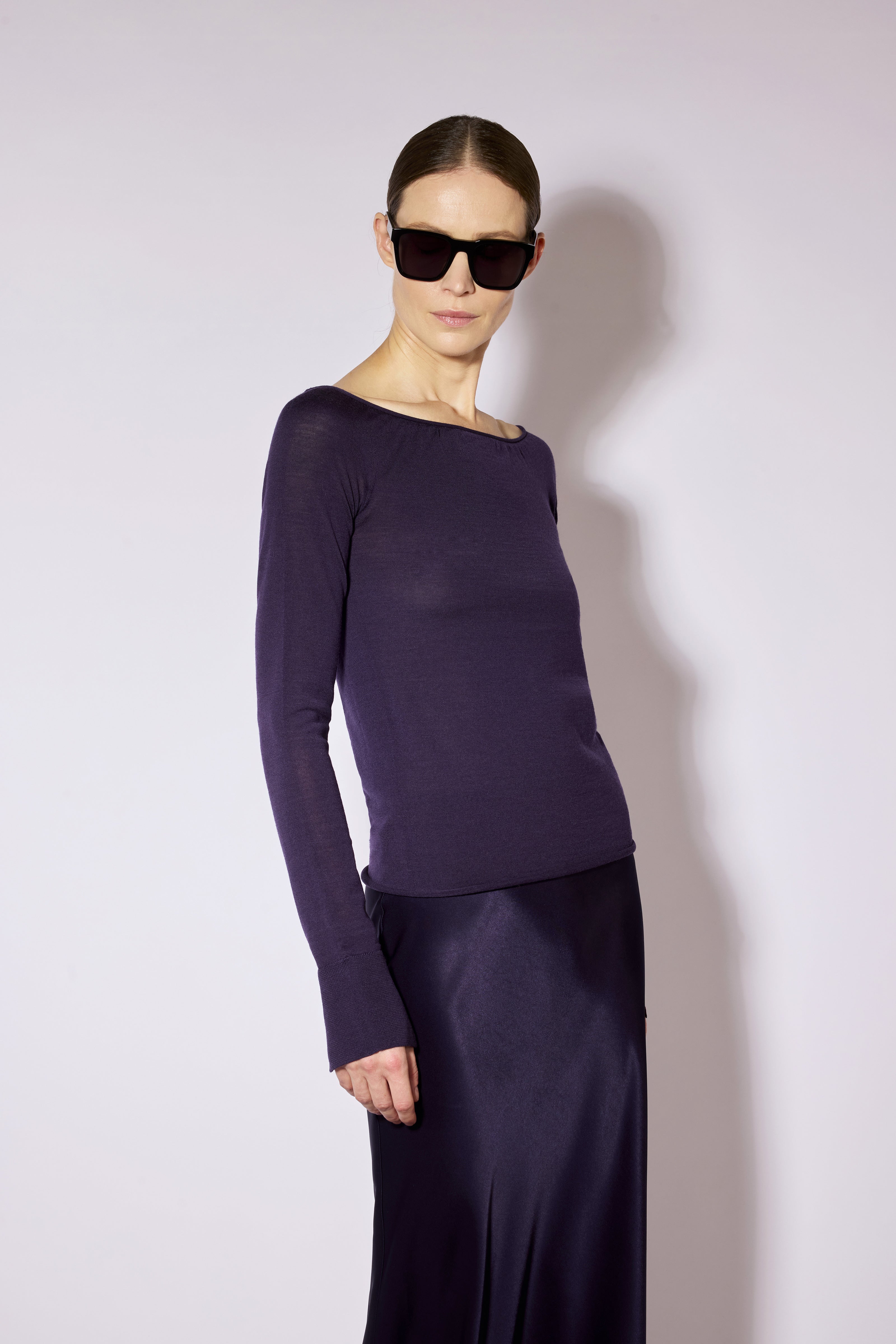 Liviana Conti Juna pull merino noir col bateau