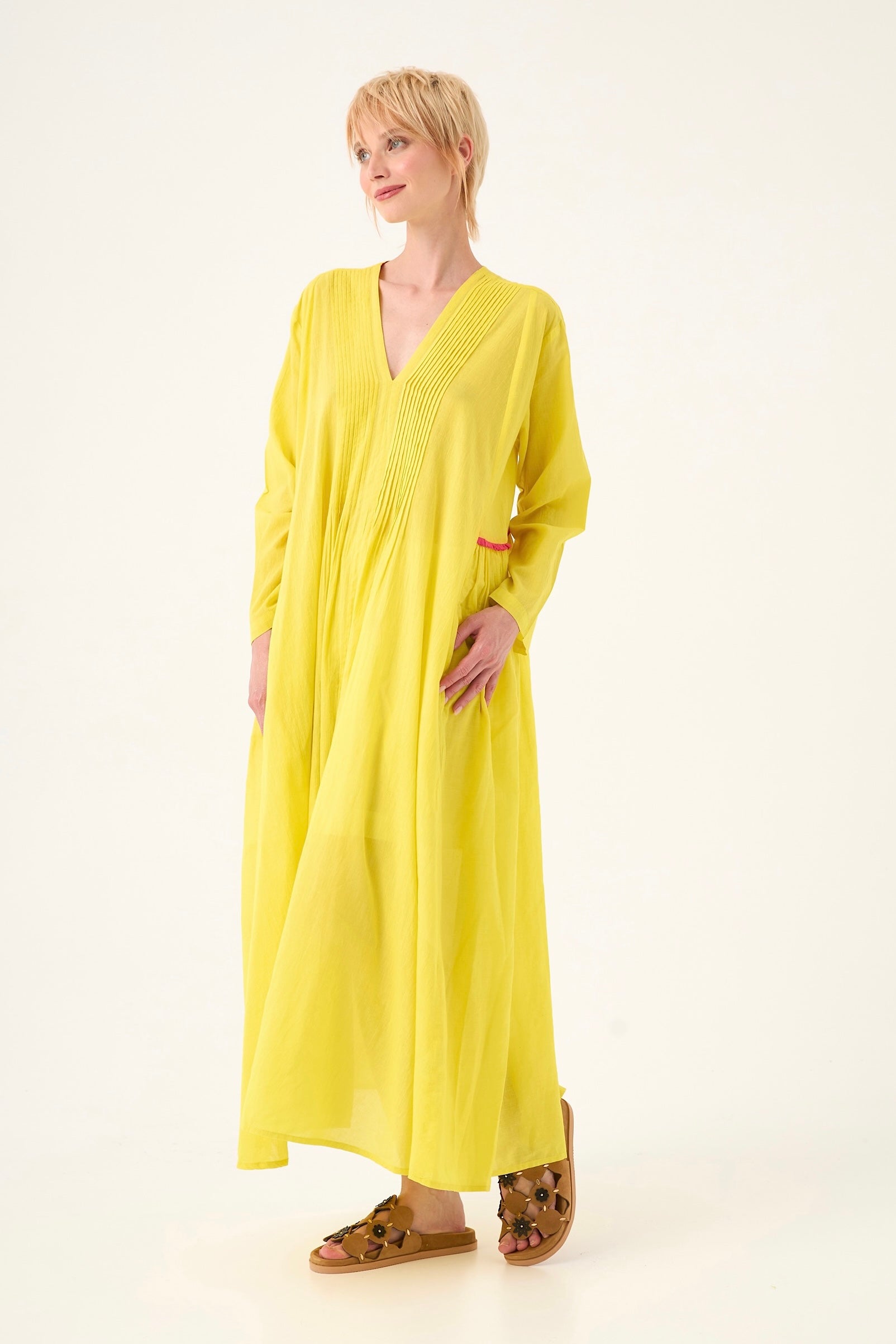 Chicosoleil Zazie robe longue jaune voile coton