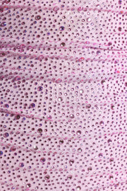 Oh Polly Marilla 9738 robe mini rose strass drapée