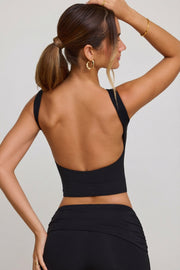 Oh Polly Tops Wren crop top col montant noir