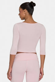 Oh Polly Tops ButterCloud 3/4 Sleeve Top haut rose blush stretch