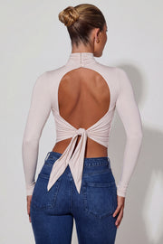 Oh Polly Karita Top Col Cowl Ivoire Dos Noué