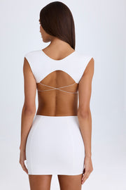 Oh Polly Addison 10431 robe mini blanche dos nu bodycon