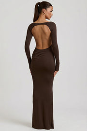 Oh Polly Regine robe longue marron chocolat modal