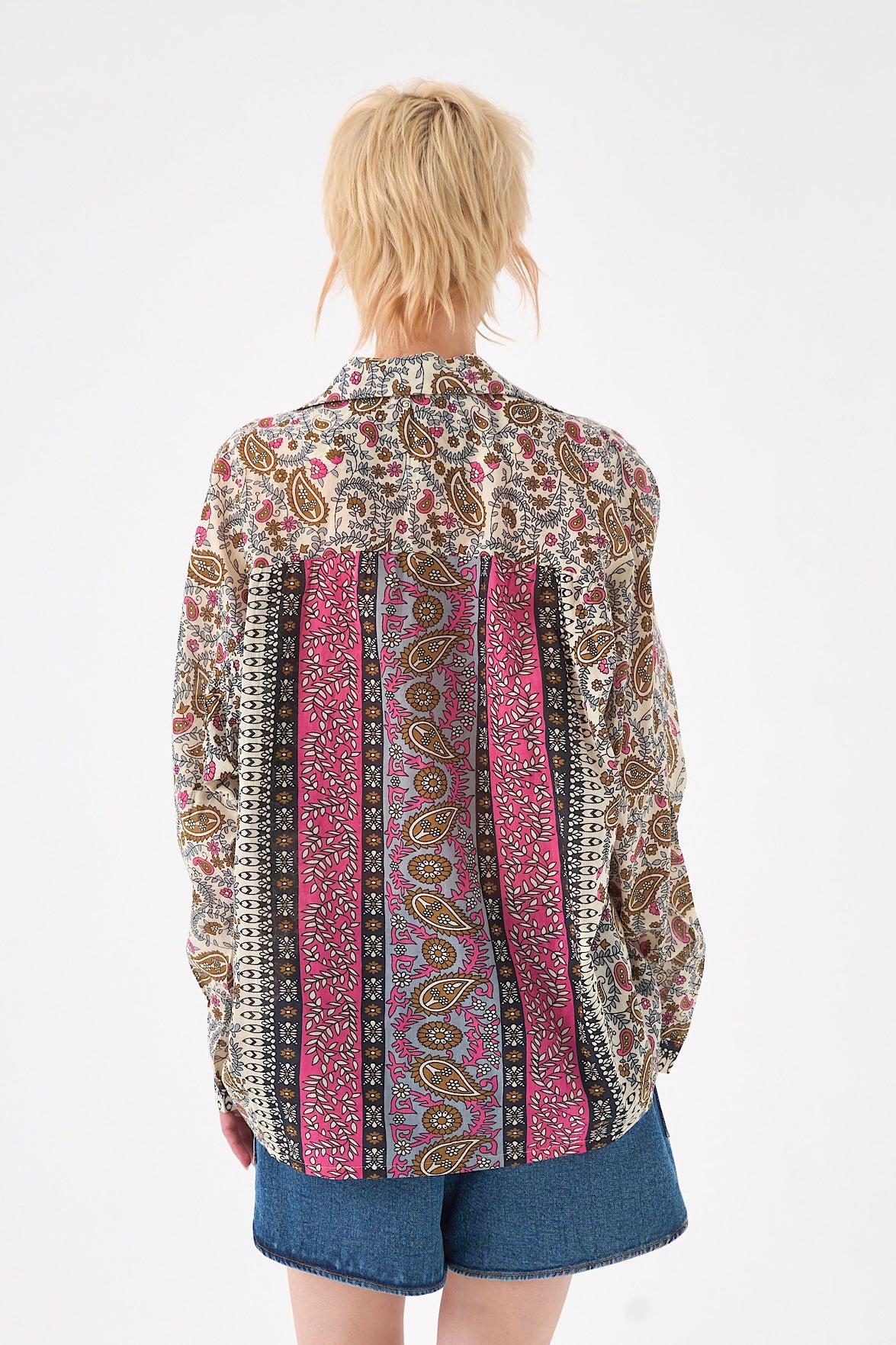 Chicosoleil Shany chemise coton rose mandala oversize