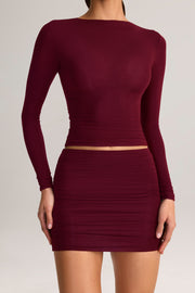 Oh Polly Cali 8640 mini jupe rouge vin froncée