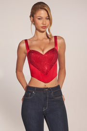 Oh Polly Allure 15693 haut corset cerise satin col sweetheart
