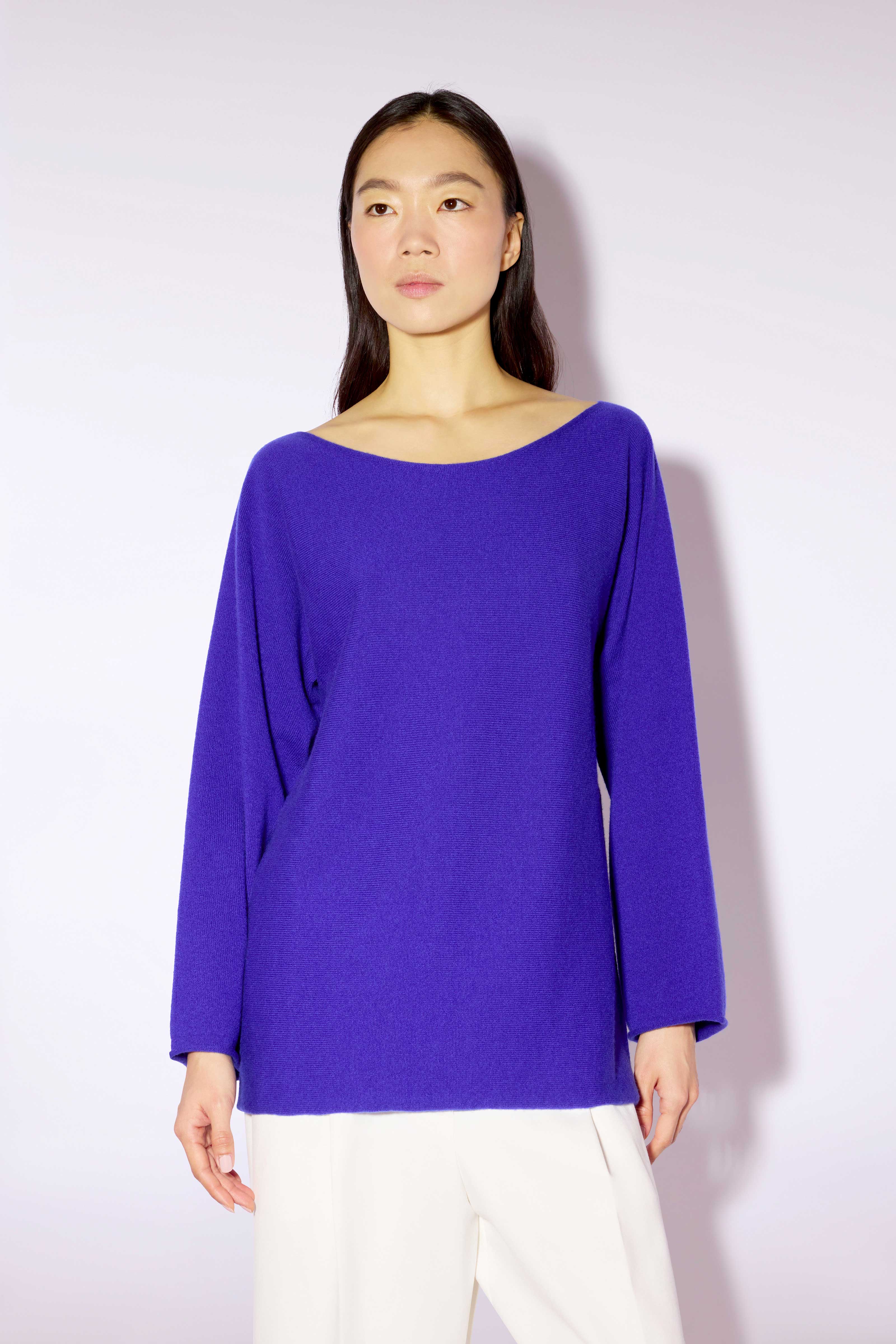 Liviana Conti Kira pull cachemire col bateau bleuette