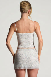 Oh Polly Embellished 9011 mini jupe blanche strass fente