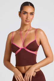 Oh Polly Tops 8008 caraco marron chocolat découpes