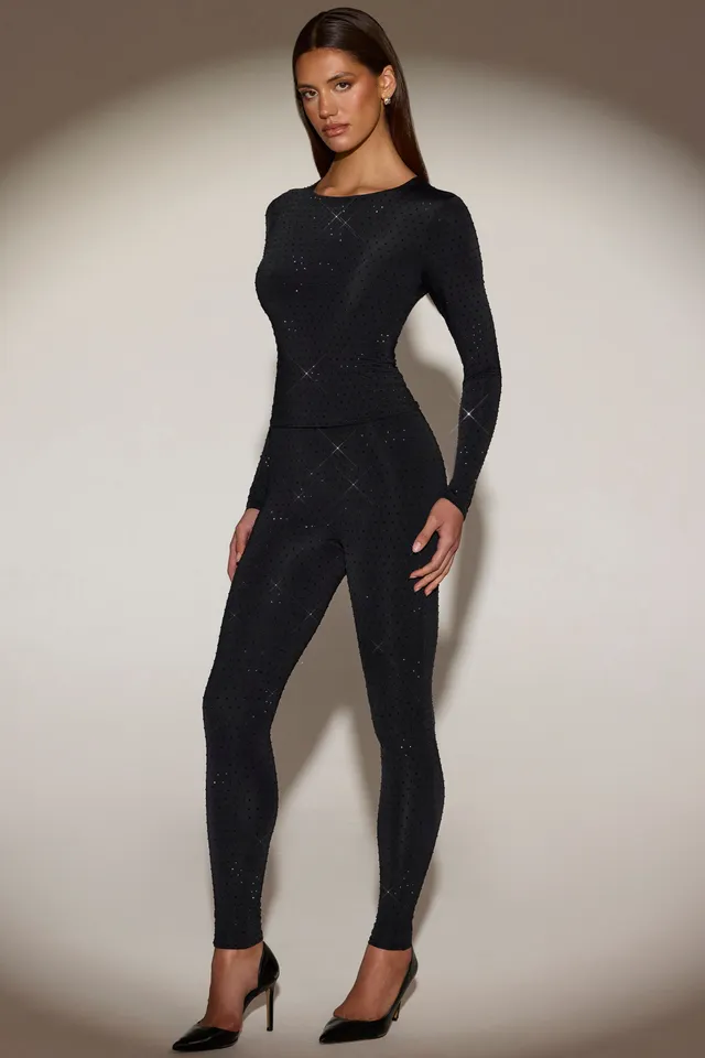 Oh Polly Cassie 14965 leggings jersey noir strass