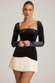 Oh Polly Darline robe mini corset plissée noire velours