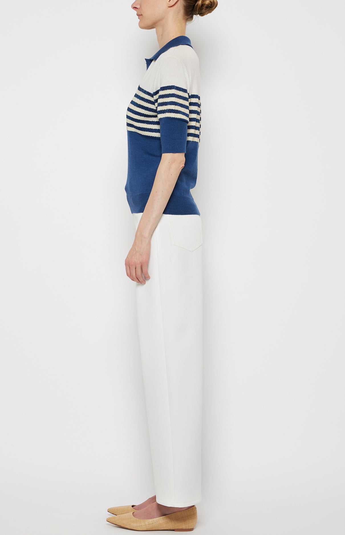 Prabal Gurung Knits Embroidered polo bleu marine rayé