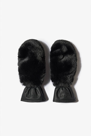 Oh Polly Bo+Tee Faux-Fur Gants noir fausse fourrure