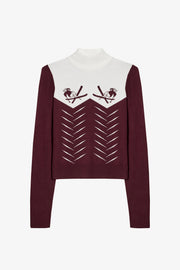Oh Polly Tops BT2411 haut tricot bordeaux col roulé