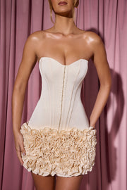 Oh Polly Mariella robe mini ivoire corset bustier satin