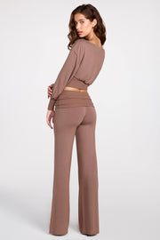 Oh Polly Thea pantalon droit modal marron mocha