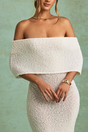 Oh Polly Dresses Naia maxi robe blanche épaules dénudées