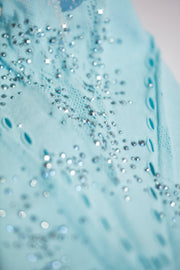 Oh Polly Joni Mini Jupe Taille Mi-Haute Bleu Glace Strass