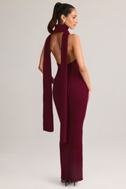 Oh Polly Dree robe maxi bordeaux col montant dos nu