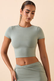 Oh Polly Myaree crop top vert smoke green manches courtes