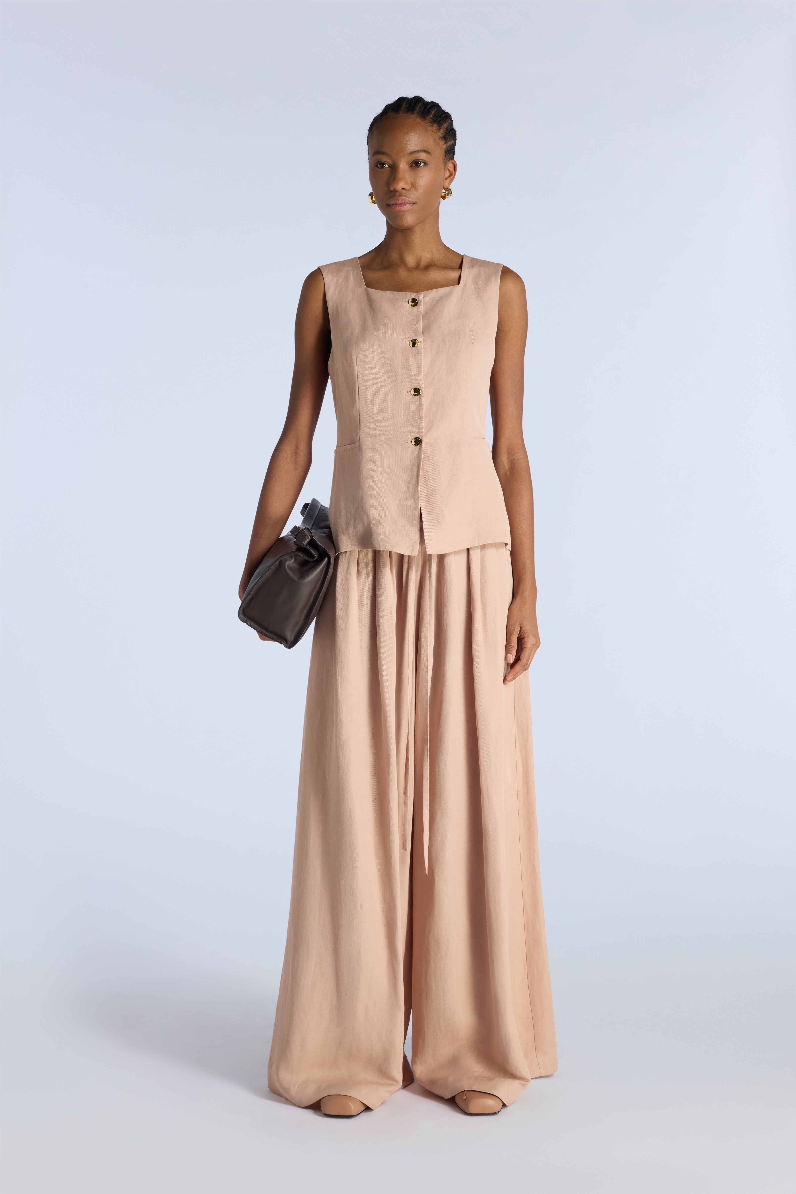 Liviana Conti Loren pantalon rose viscose lin