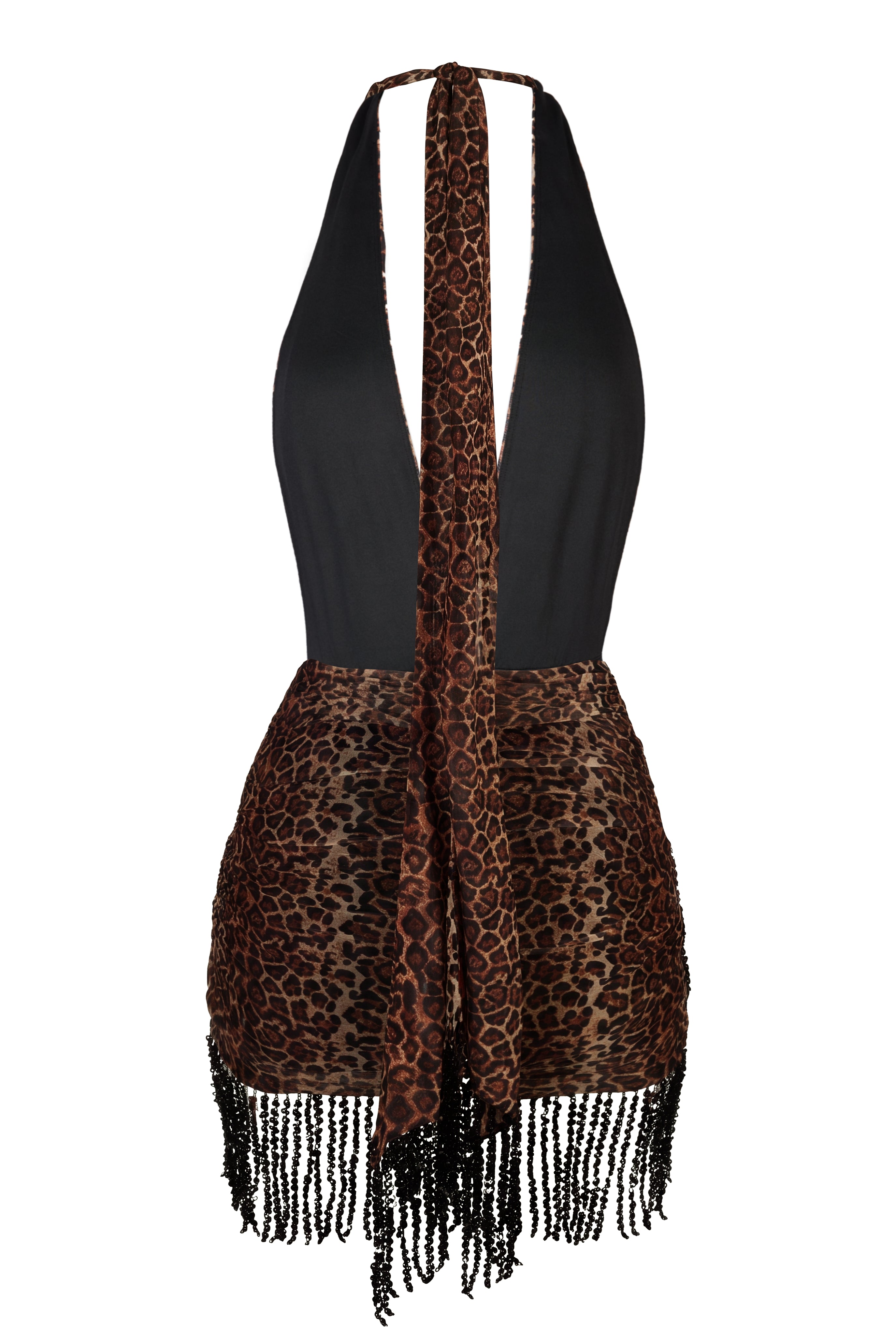 Oh Polly Nerelle Mini Robe Léopard Dos Nu Halter