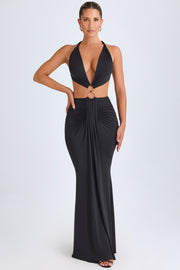 Oh Polly Omarosa robe maxi noire découpée jersey