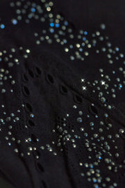 Oh Polly Joni mini jupe noire mi-taille strass dentelle