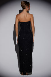 Oh Polly Embellished La Rochette 6750 robe maxi noir perles