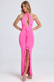 Oh Polly Apolline 9060 robe longue rose sucette à volants