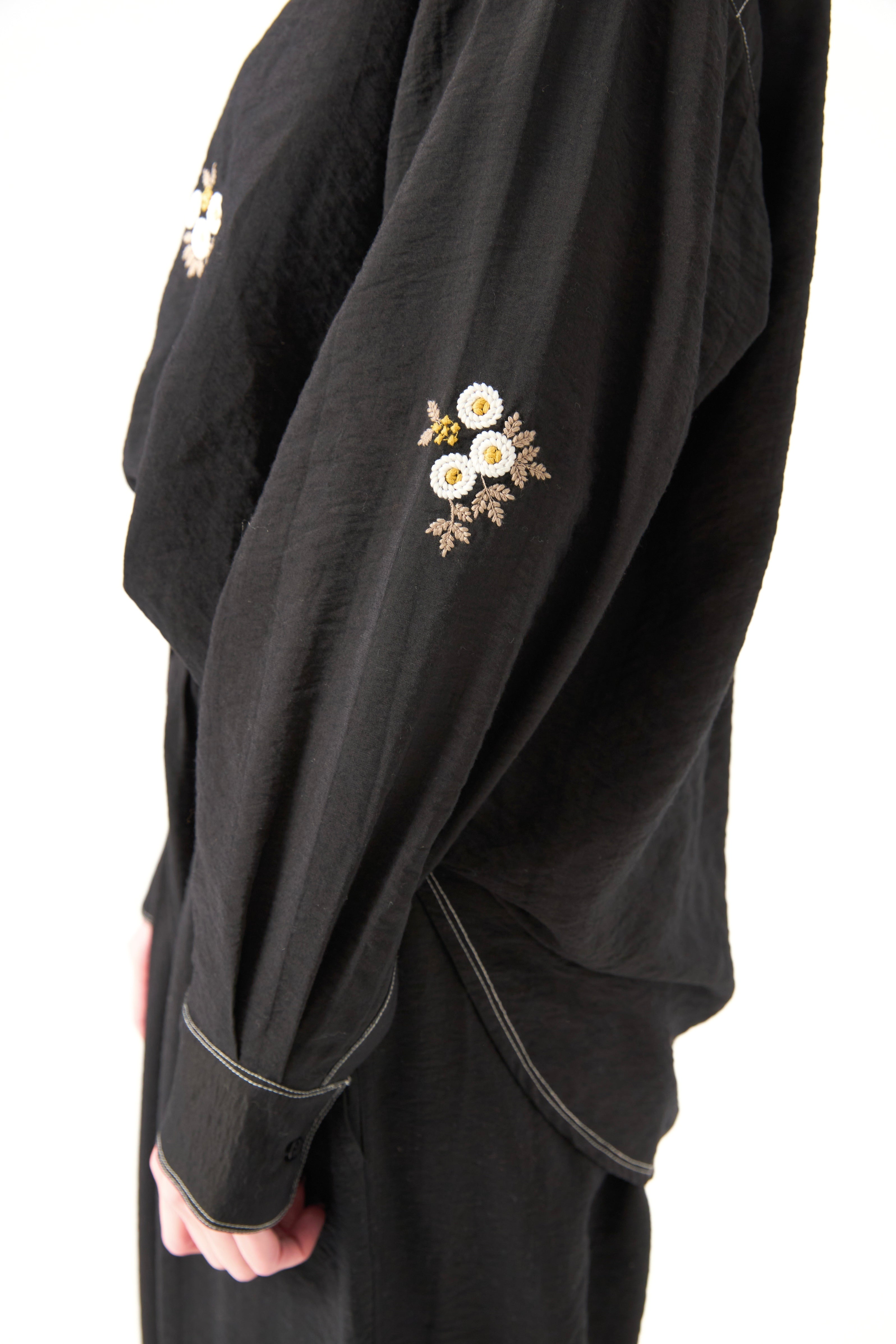 Chicosoleil Sally chemise viscose noire broderie florale