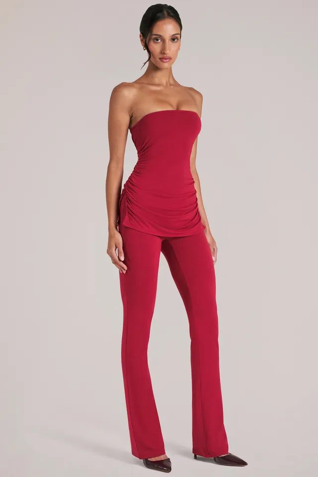 Oh Polly Trousers Pantalon Cherry Red taille mi-haute