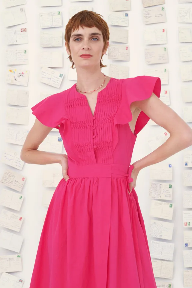 Robe Léa Mii en carte postale popeline de coton plissée femme