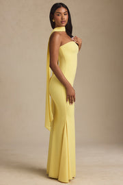 Oh Polly Imogene robe longue bustier jaune pastel foulard