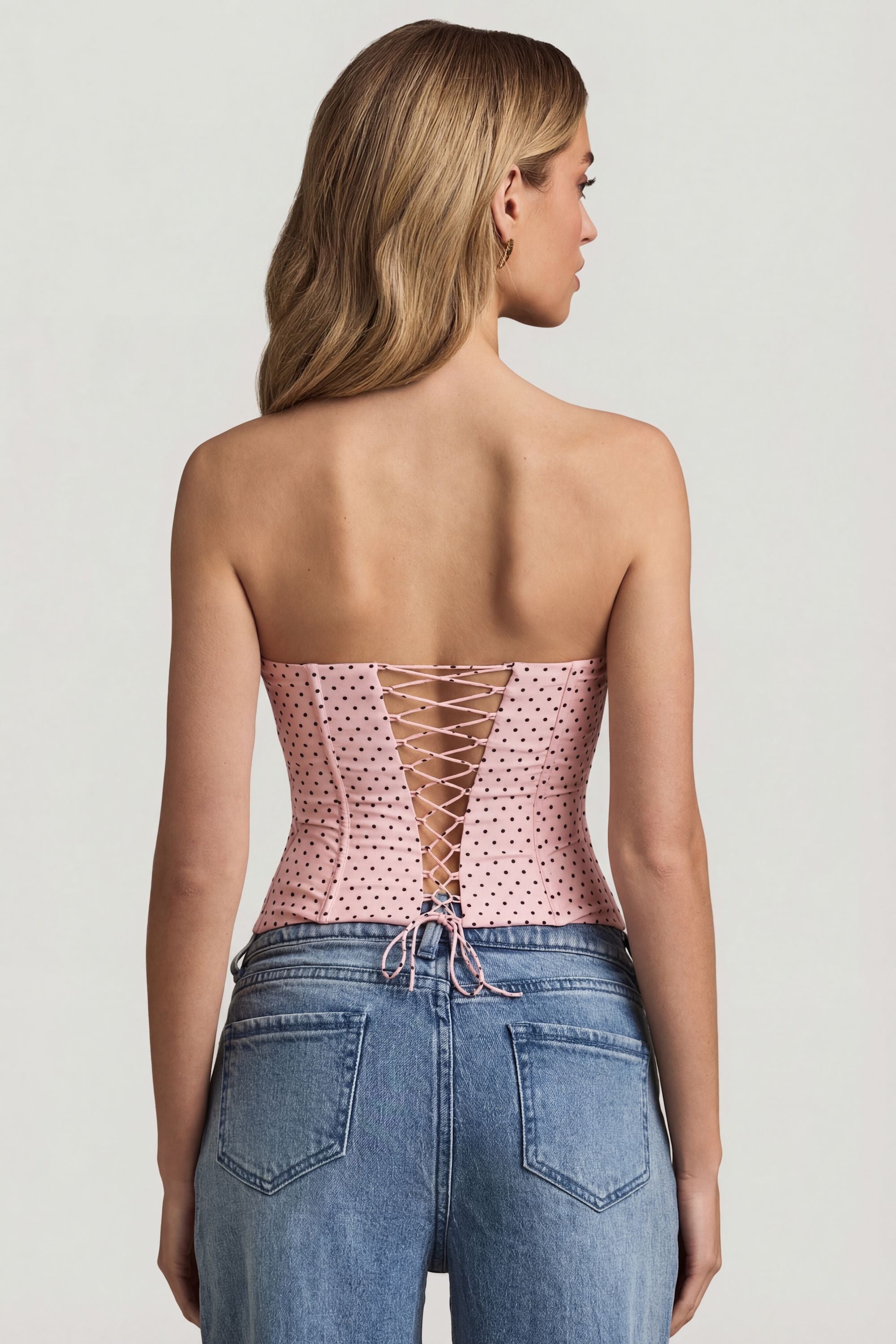 Oh Polly Natya 14155 top corset bustier rose à pois 8