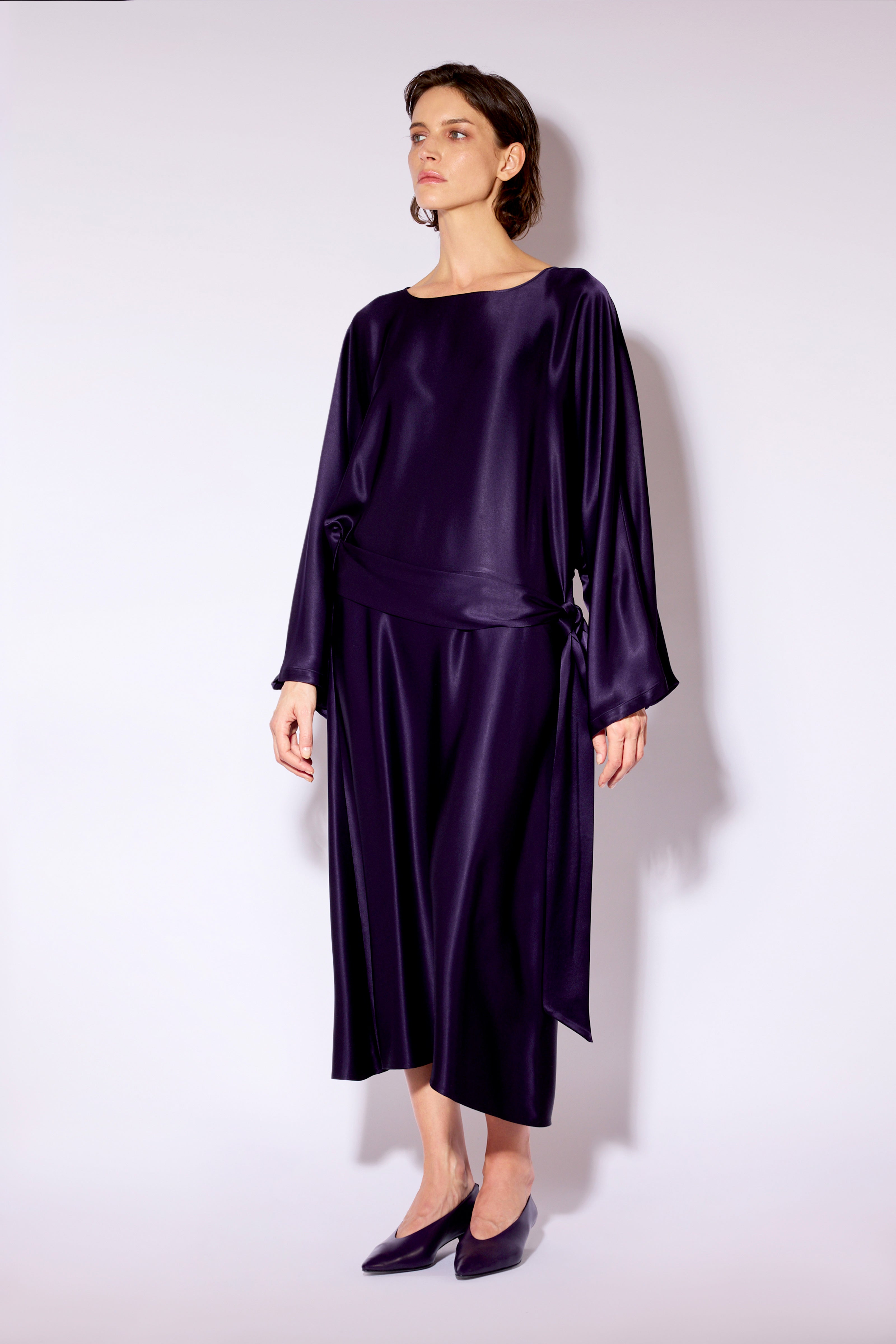 Liviana Conti Artemide robe midi satin myrtille 42