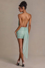 Oh Polly Embellished mini robe sauge dos nu strass