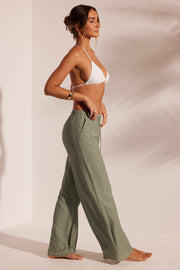 Oh Polly Trousers pantalon plage vert clair large crinkle
