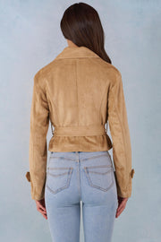 Oh Polly Coats Jackets Noelie Veste Tan suédine ceinturée