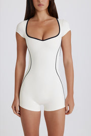 Bo+Tee BT2376 combi unitard coconut col coeur stretch