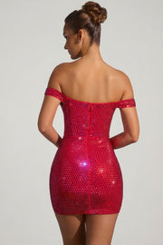 Oh Polly Leonora robe mini bustier rouge strass corset