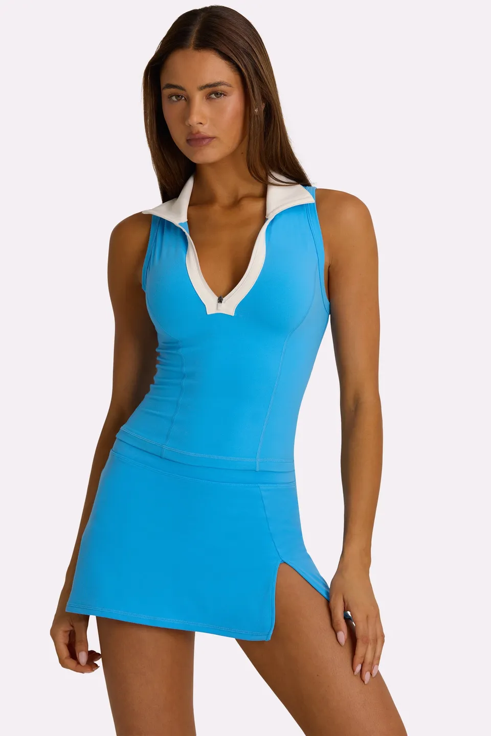 Oh Polly Bo+Tee Soft Active Collared Tank Top débardeur bleu électrique
