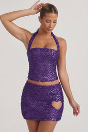 Oh Polly Querida 12712 micro jupe violette cœur perles