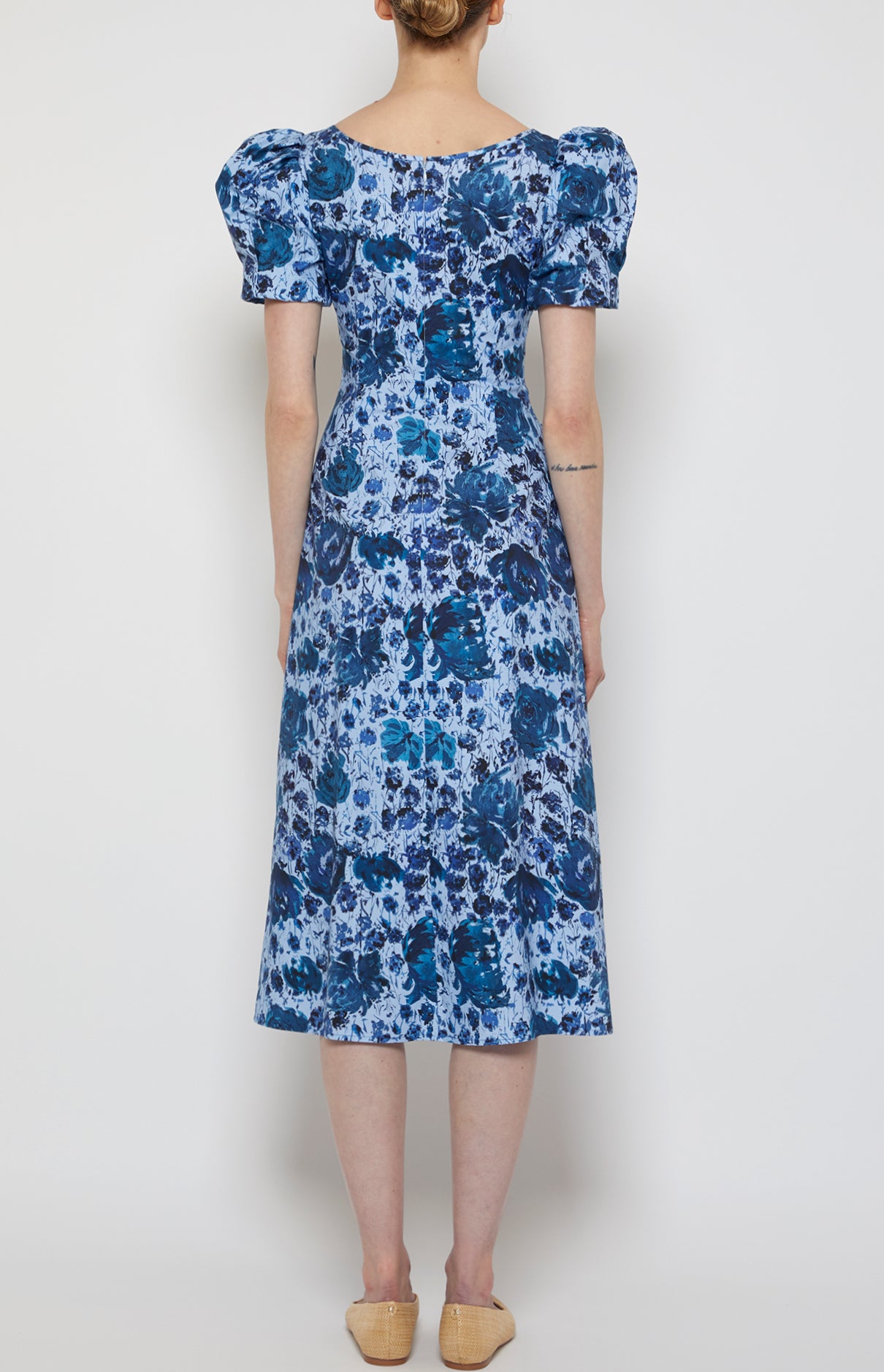Prabal Gurung Ruched Midi Dress robe bleue coton